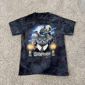 The Mountain x Harry Potter Hairy Pawter T Shirt Mens M Medium Gray Tie Dye Cats